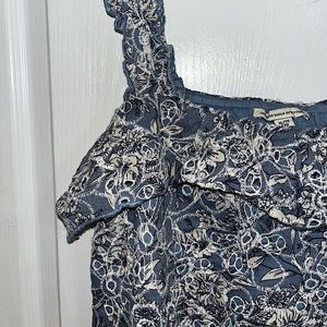 American Eagle Lace/Embroidered Tank Top in Blue Floral Print — XL